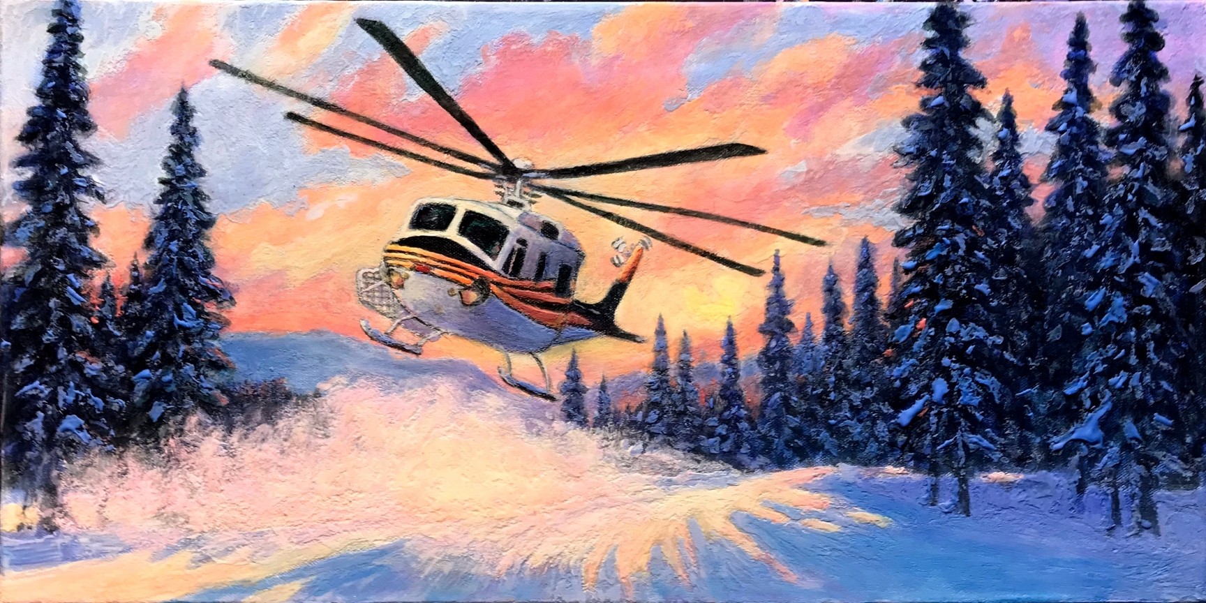 Helicopter Skiing, photographed in daylight